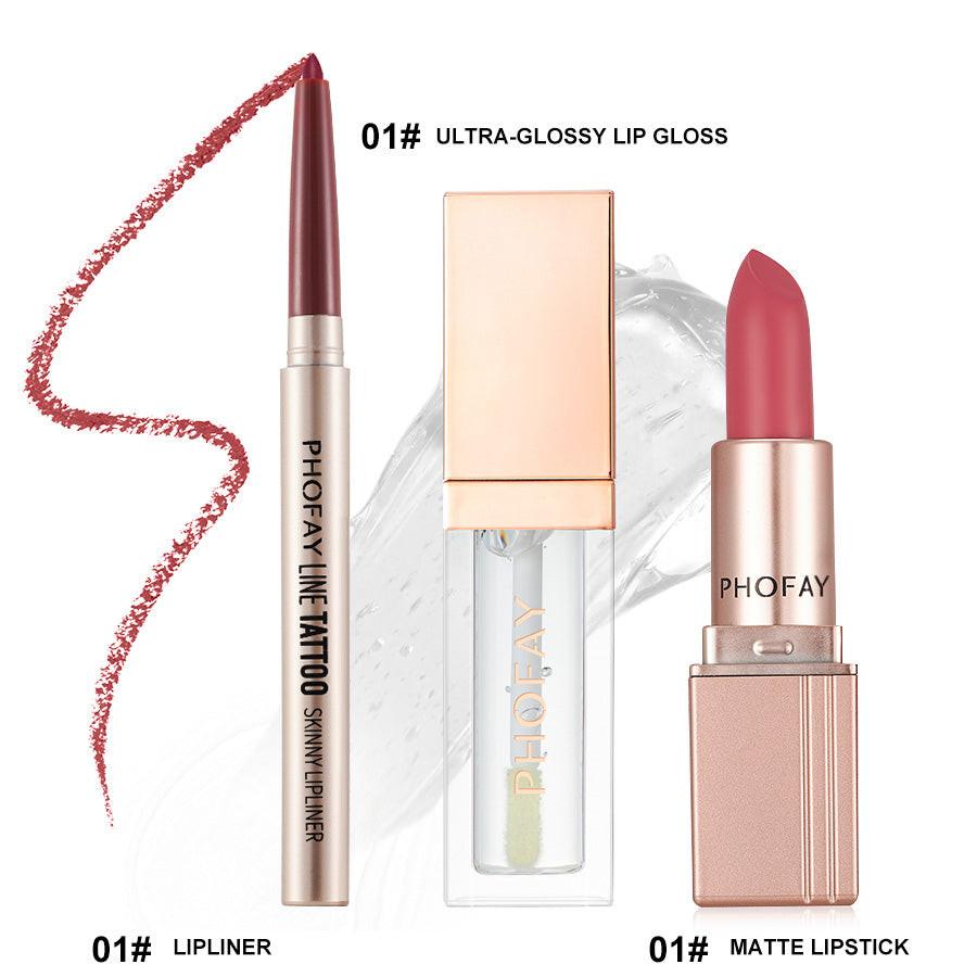PHOFAY Ultra-Glossy Lip Gloss Matte Lipstick Lipliner.