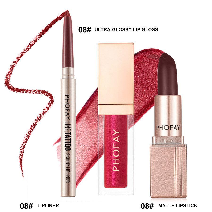 PHOFAY Ultra-Glossy Lip Gloss Matte Lipstick Lipliner.