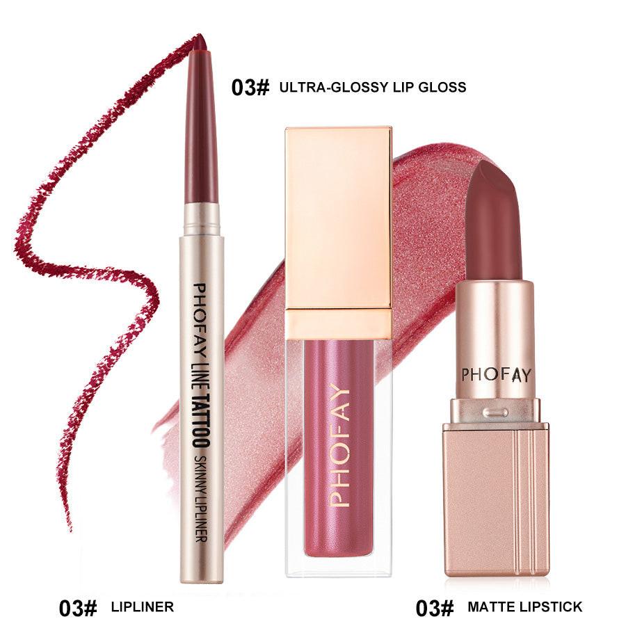 PHOFAY Ultra-Glossy Lip Gloss Matte Lipstick Lipliner.