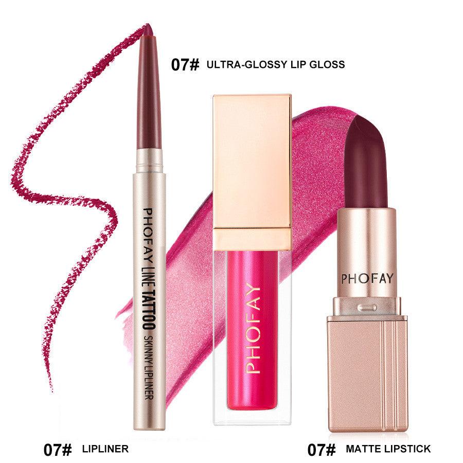 PHOFAY Ultra-Glossy Lip Gloss Matte Lipstick Lipliner.