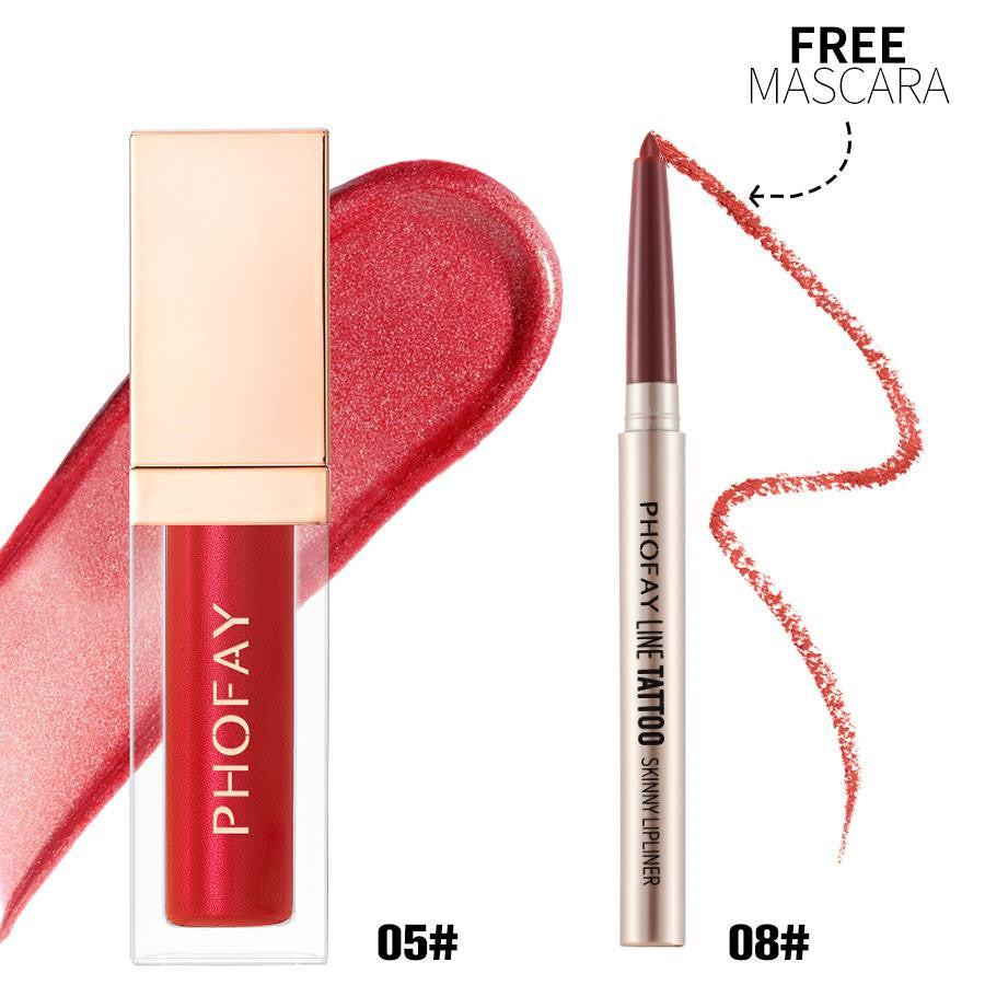 PHOFAY Lipliner And Ultra-Glossy Lip Gloss.