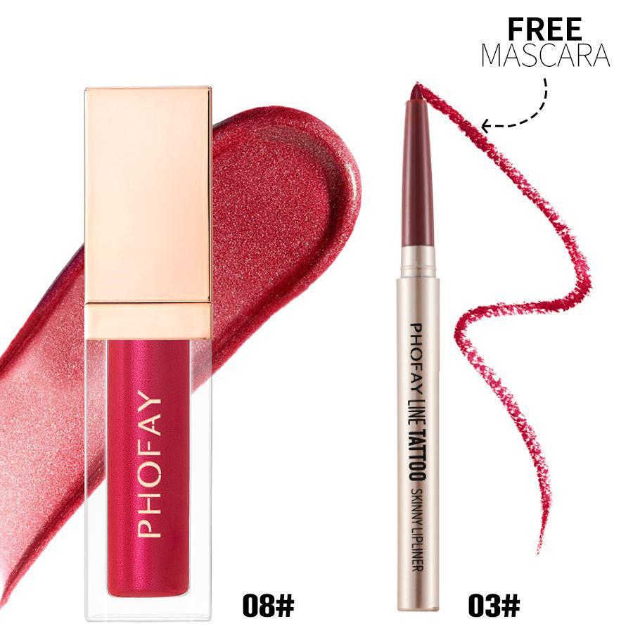 PHOFAY Lipliner And Ultra-Glossy Lip Gloss.