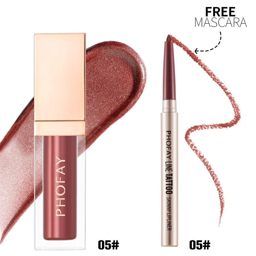 PHOFAY Lipliner And Ultra-Glossy Lip Gloss.