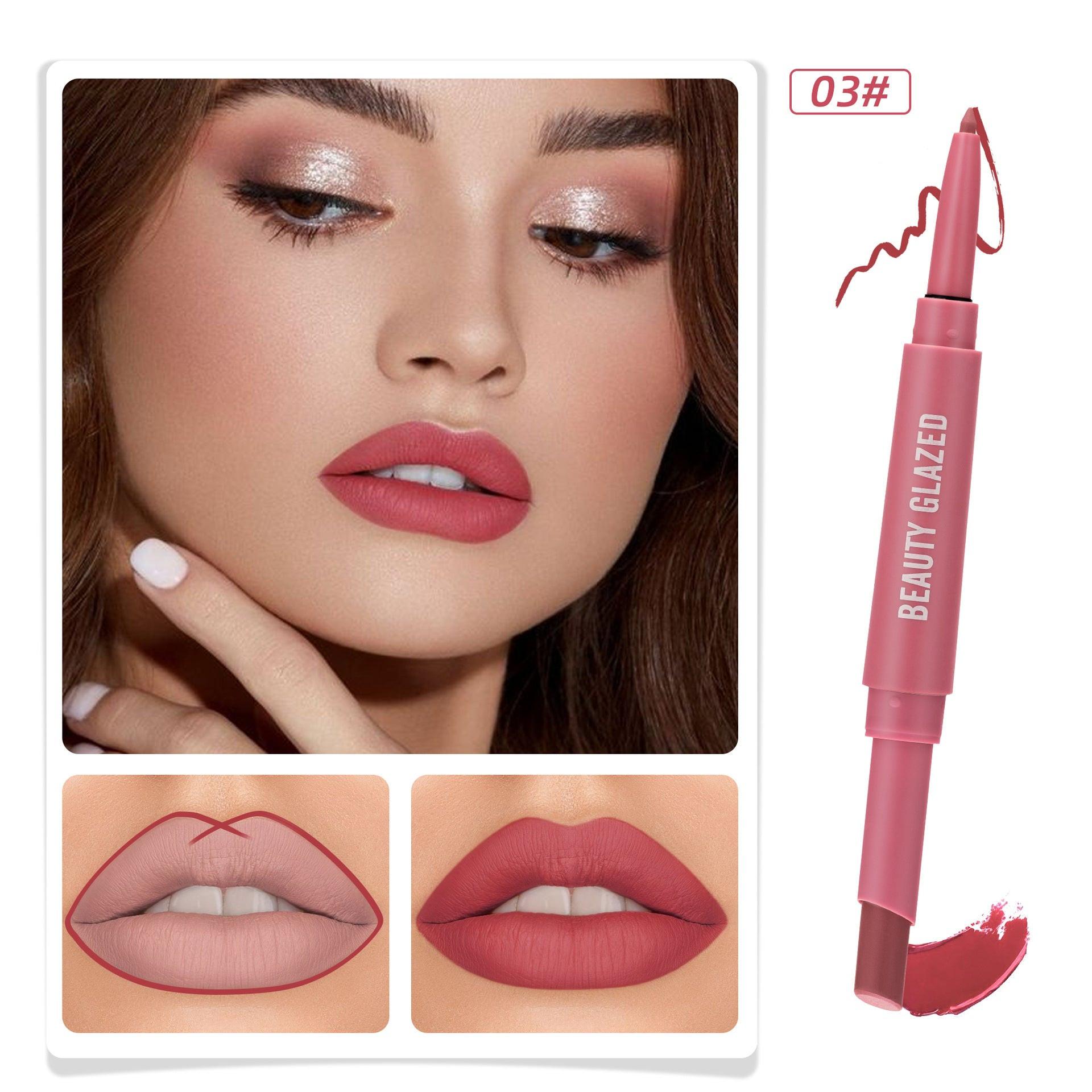 Double-headed Matte No Stain On Cup Lipstick Lip Liner.