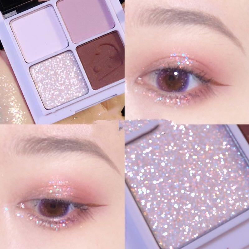 Four-color Eyeshadow Palette Matte Pearlescent Earth Gray Purple Waterproof Sequin Glitter Student.