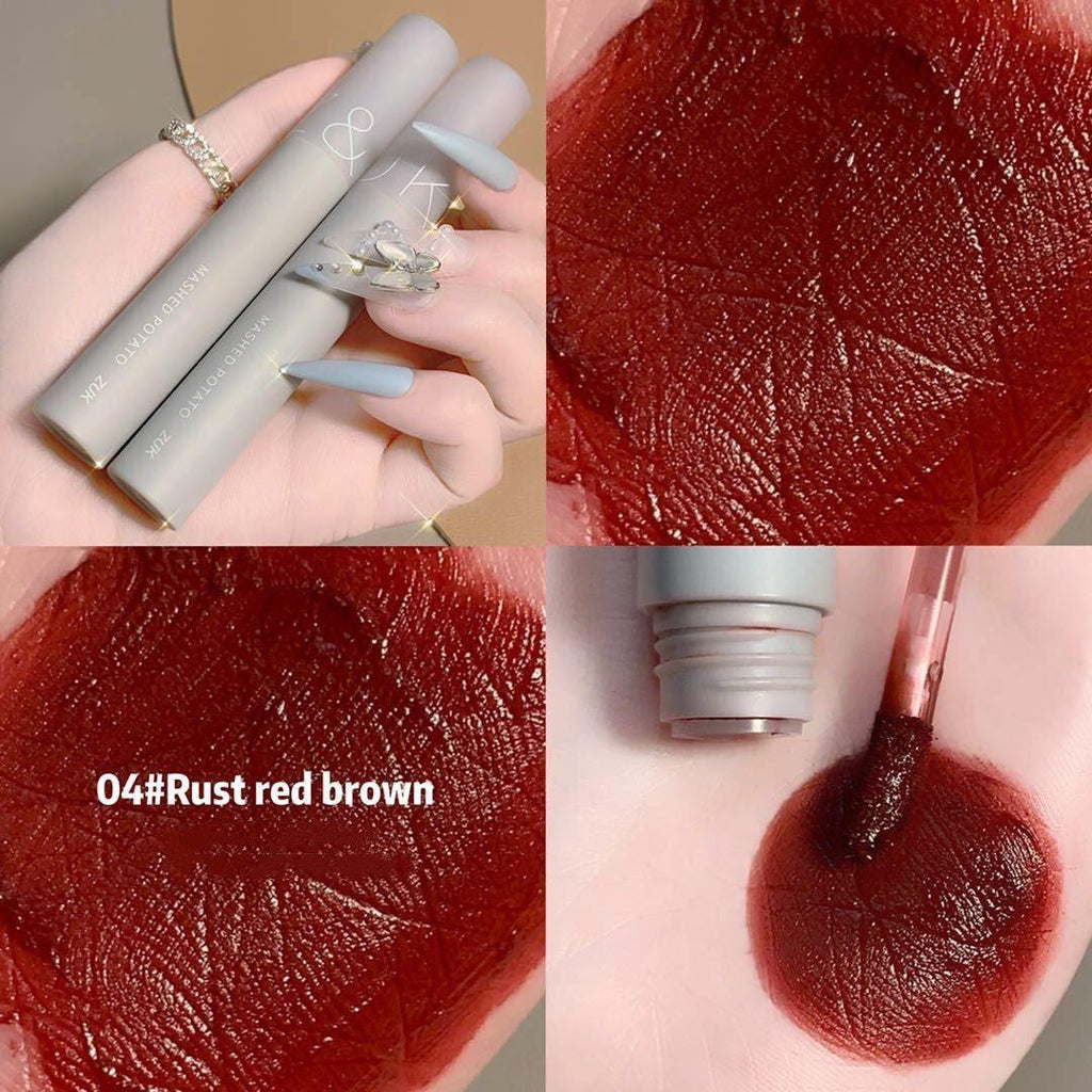 Lip Mud Lip Lacquer Student Plain Matte Finish Velvet No Stain On Cup No Fading White Good-looking Lipstick.