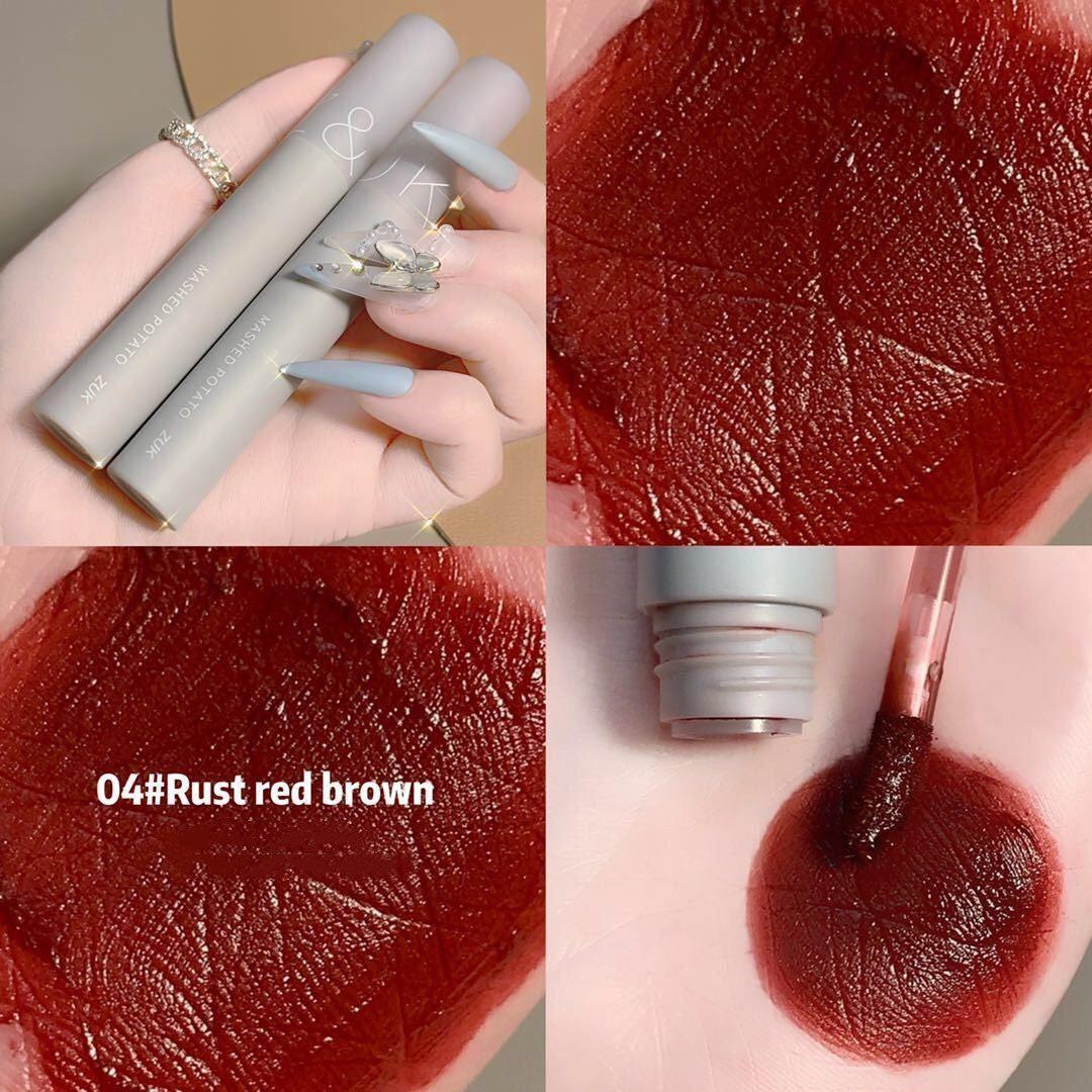 Lip Mud Lip Lacquer Student Plain Matte Finish Velvet No Stain On Cup No Fading White Good-looking Lipstick.