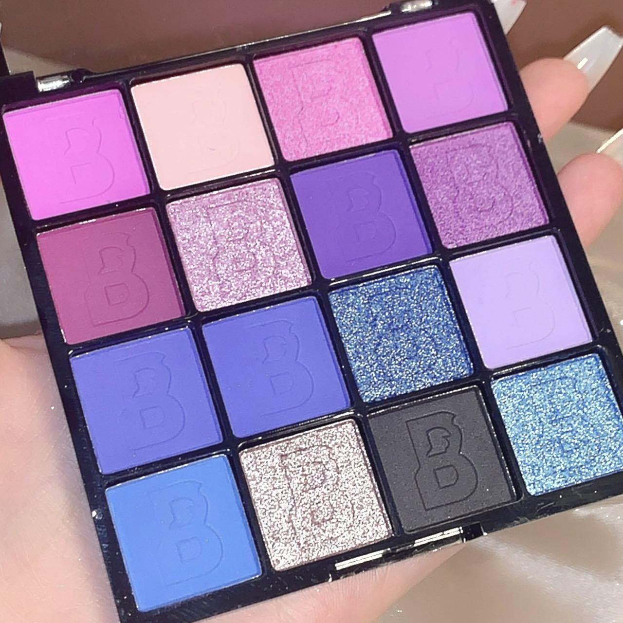 Purple Eyeshadow Palette Pearl Glitter Sequins.