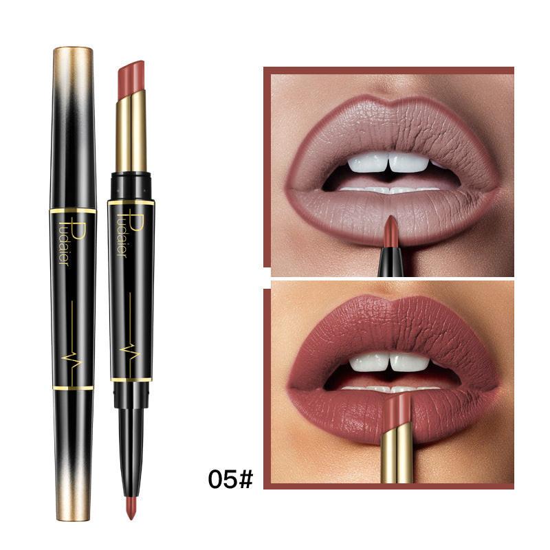 Matte Double-headed Lipstick Lip Liner Lip Lacquer.