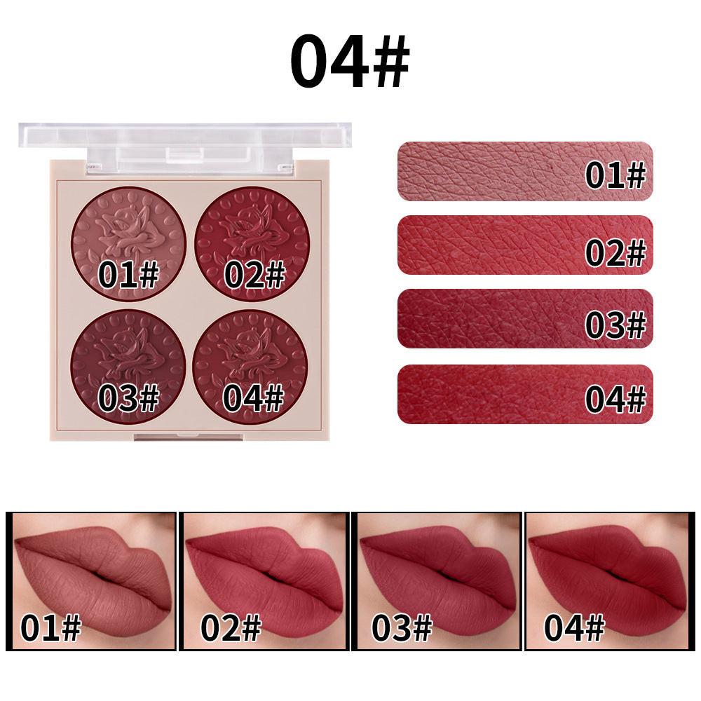 MISS ROSE Lipstick Compact 4 Color Lip Gloss Plate Moisturizing Easy To Color Lipstick Foreign Trade Exclusive For Cross-border In Stock Wholesale.