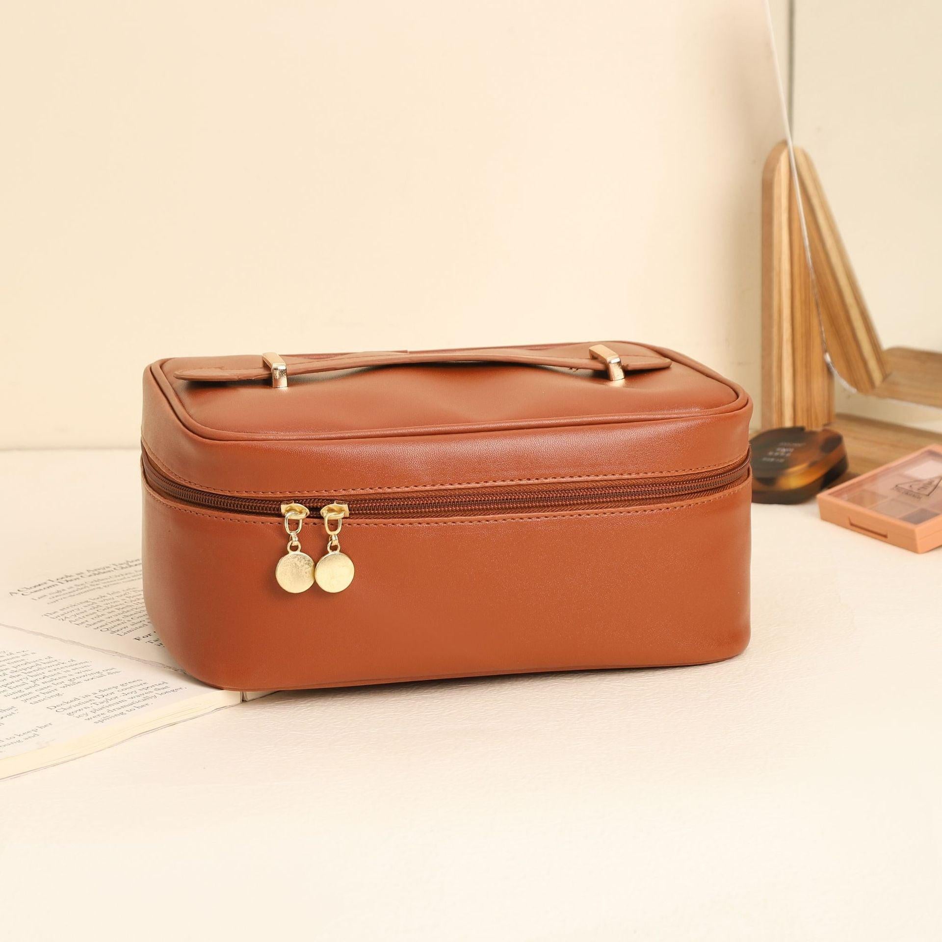 Handle-top Cosmetic Bag Ins Fashion Simple Square Handbag Toiletry Bags Travel High Capacity Portable Storage Make Up Bag.