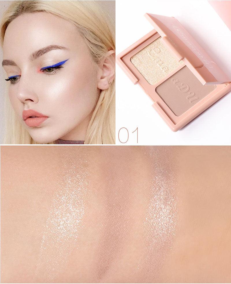 Two-tone Blush Highlighter And Contouring Palette.