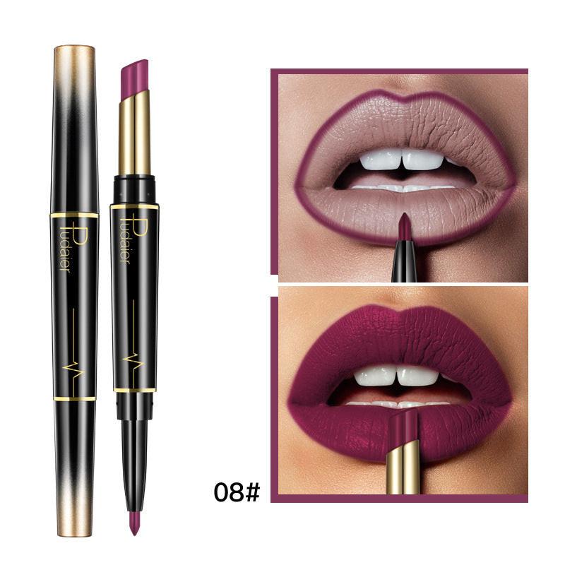 Matte Double-headed Lipstick Lip Liner Lip Lacquer.