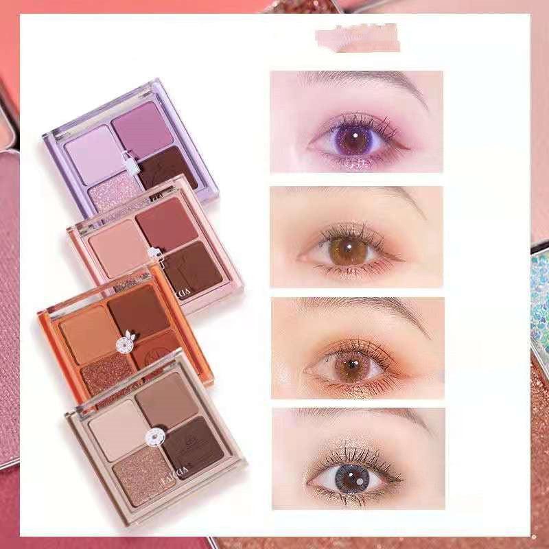Four-color Eyeshadow Palette Matte Pearlescent Earth Gray Purple Waterproof Sequin Glitter Student.