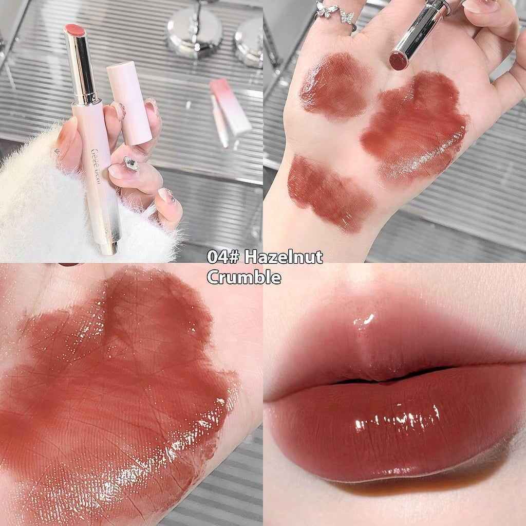 Solid Lip Gloss Water Light Mirror Press Lipstick.