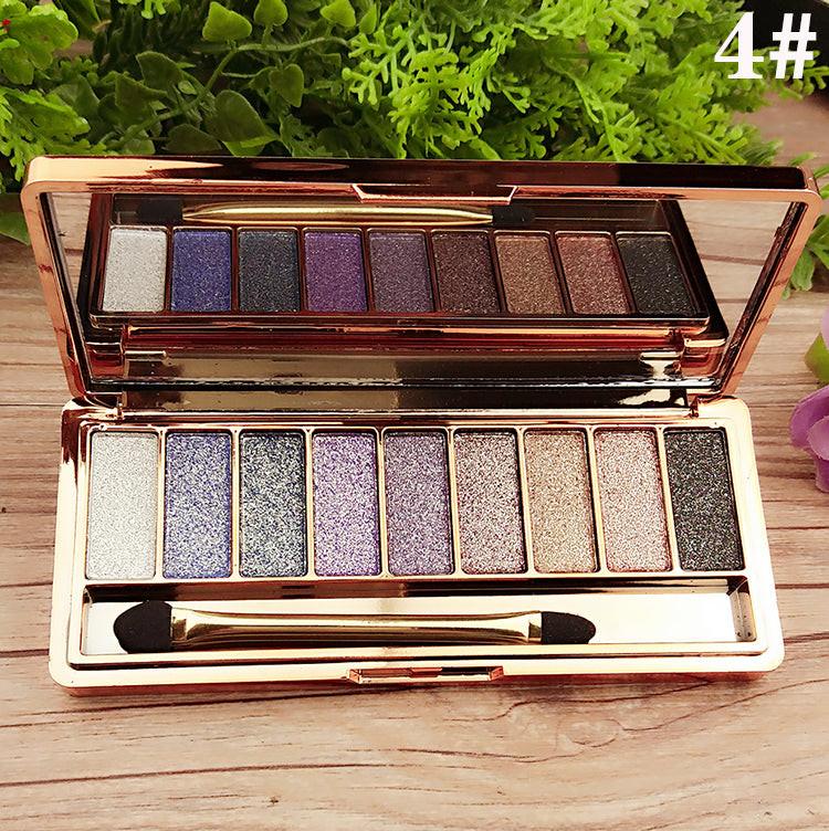 9-color Eyeshadow Palette Gold Pearlescent Earth Color Does Not Bloom.