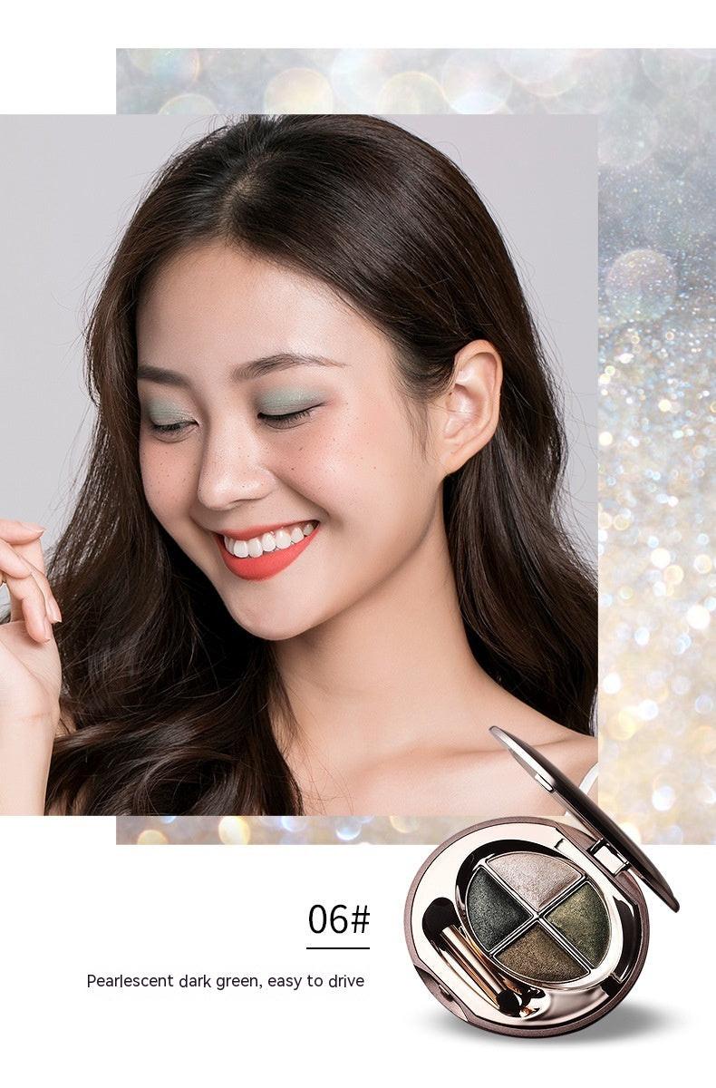 Four Color Eyeshadow Palette Shimmering Powder Shimmer Sequins Waterproof.
