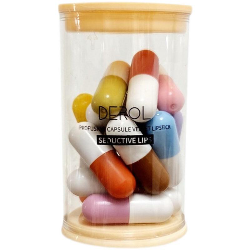Mini Capsule Lipstick Velvet Canned Pills Student Make Up 16pcs.