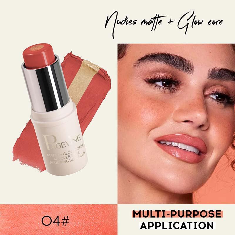 Matte Two-color Sandwich Blush Stick Moisturizing Highlight.