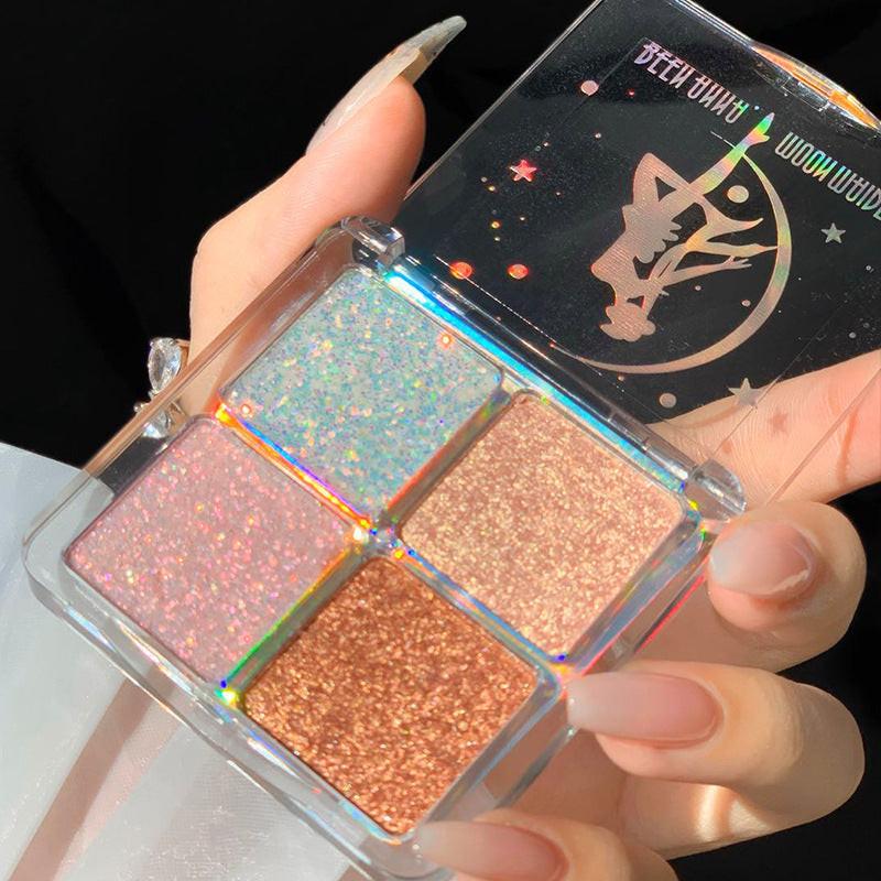 Four - color beauty girl luminous eye shadow tray.