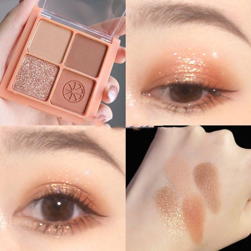 Four-color Eyeshadow Palette Matte Pearlescent Earth Gray Purple Waterproof Sequin Glitter Student.