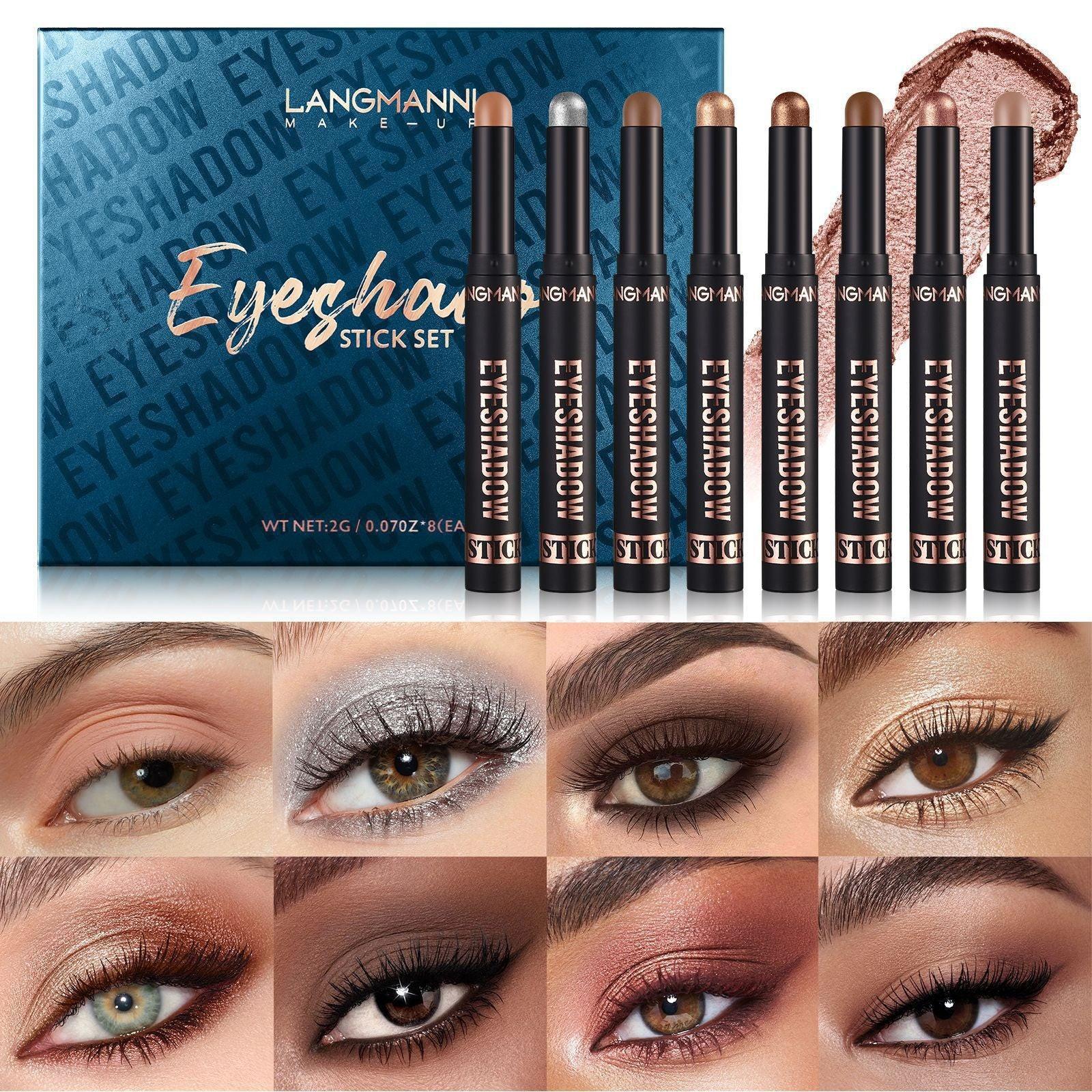 New Product Eye Shadow Stick Combo 8 Color Rendering Not Easy To Smudge.