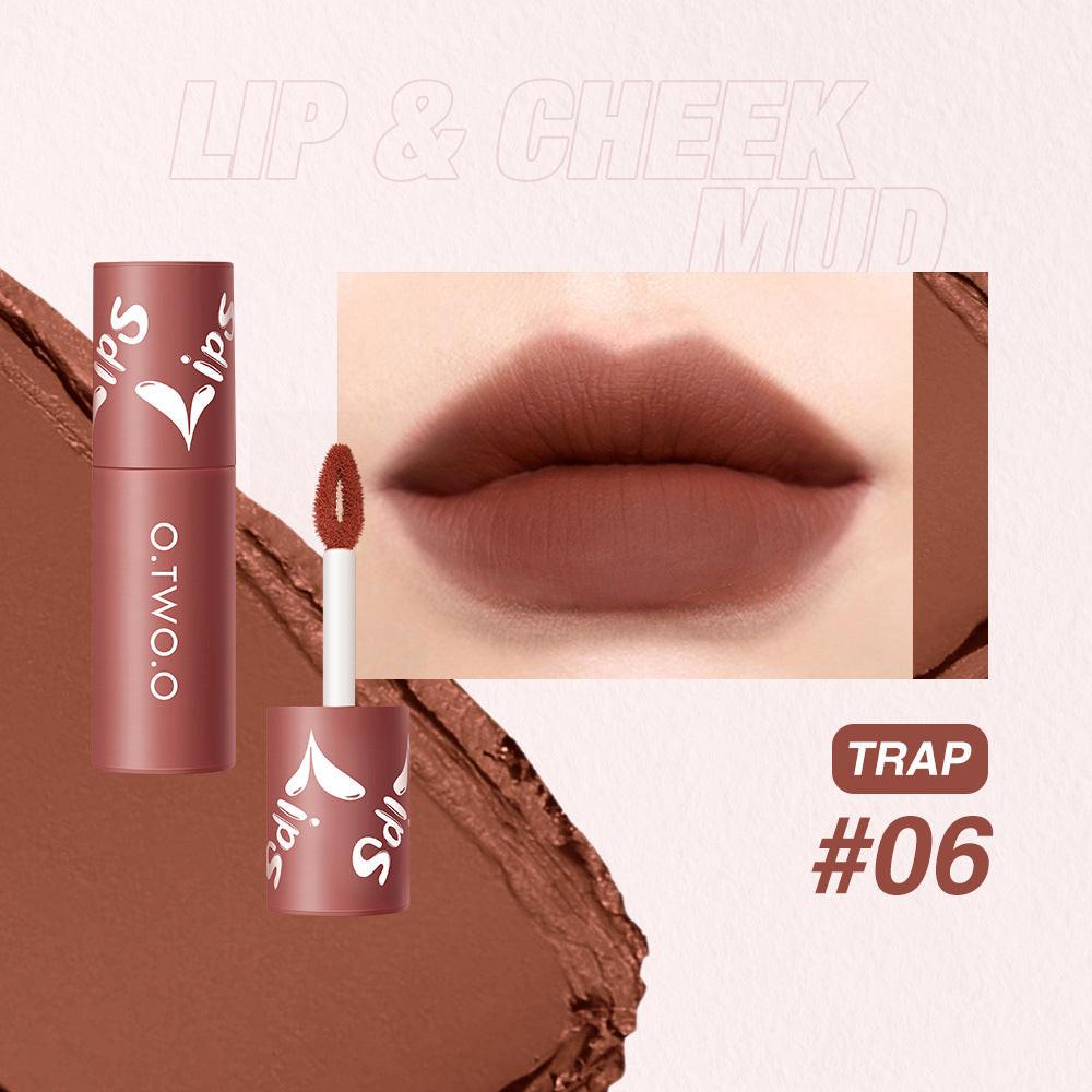 Matte Fog Face Lip And Cheek Dual-use Powder Blusher Lipstick Air Lip Glaze.
