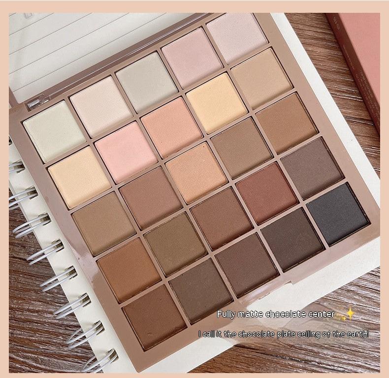 25 Color Lucky Cube Eye Shadow Plate Shimmer Matte Earth Color Orange Brown.