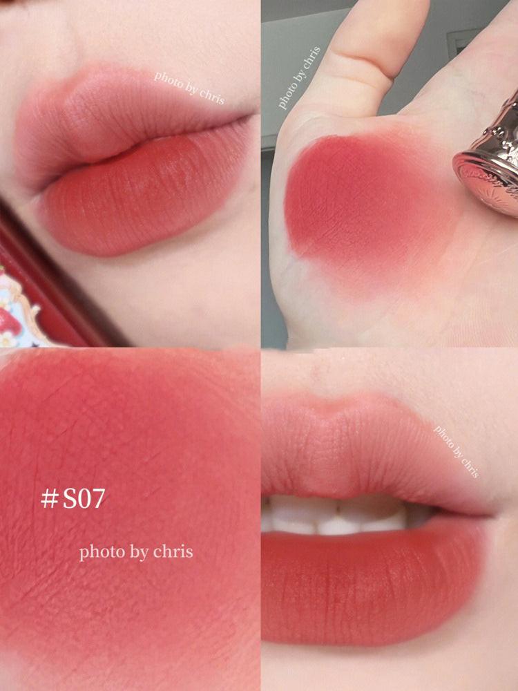 Flower Knows Strawberry Rococo Series Embossed Blush Velvet Matte Lip Glaze.