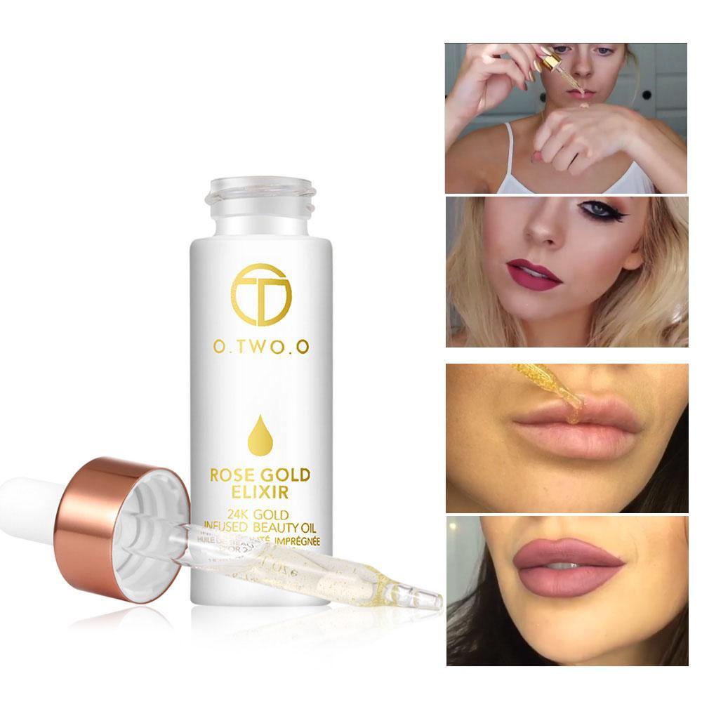 24k Rose Gold Elixir Skin Make Up Oil For Face Essential Oil Before Primer Foundation Moisturizing Face Oil Anti-aging.