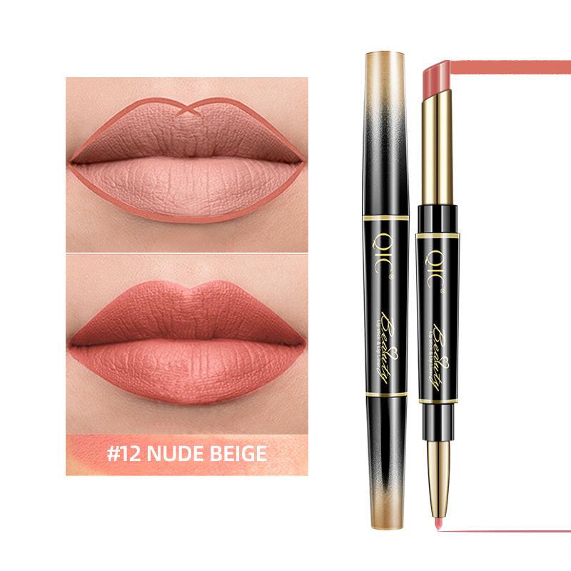 2-in-1 Matte Waterproof Non-Stick Lipstick Pencil.
