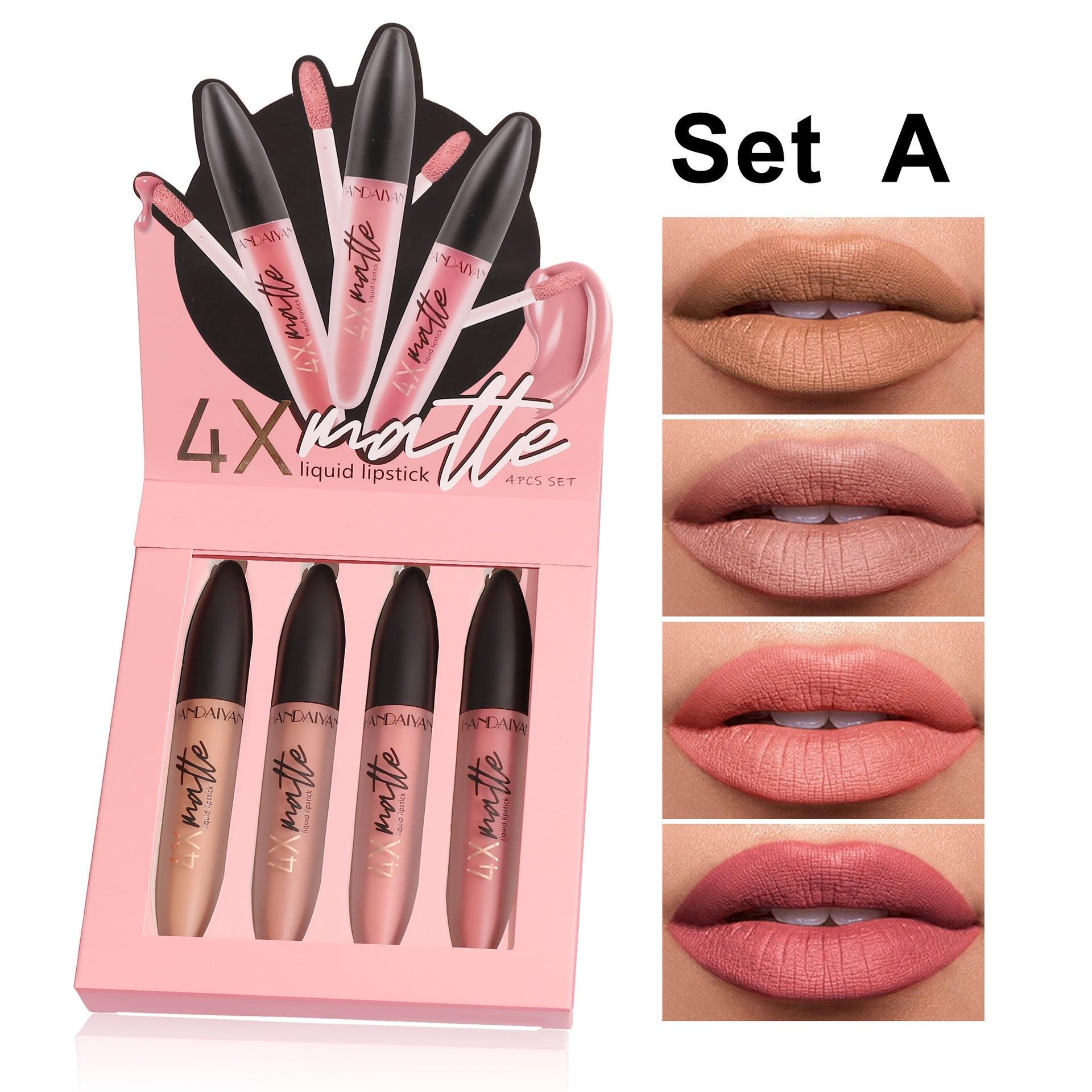 Four Times Matte Lip Gloss Suit Fog Surface Lasting.