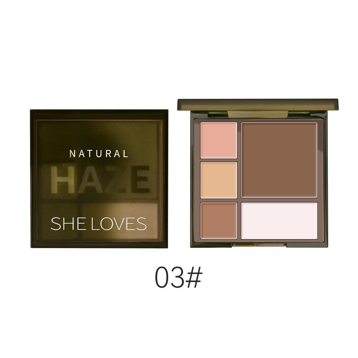 Five Color Contouring Palette Waterproof Concealer Matte Nose Shadow.