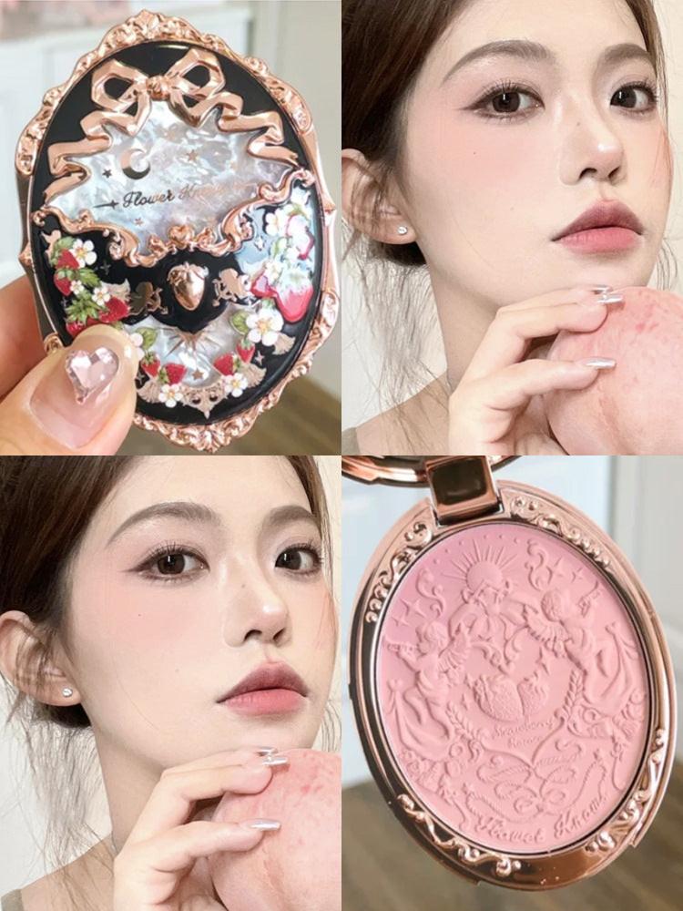 Flower Knows Strawberry Rococo Series Embossed Blush Velvet Matte Lip Glaze.