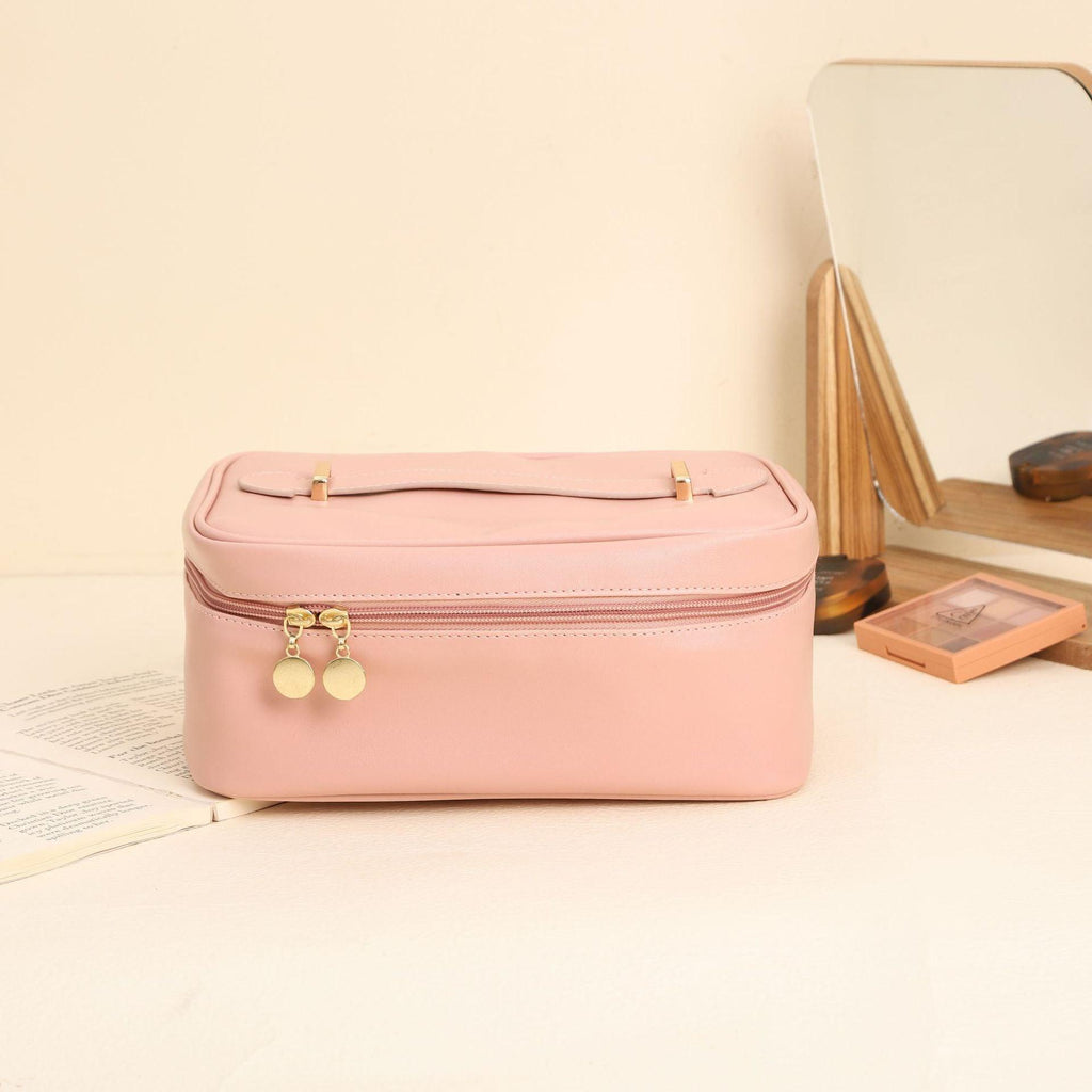 Handle-top Cosmetic Bag Ins Fashion Simple Square Handbag Toiletry Bags Travel High Capacity Portable Storage Make Up Bag.