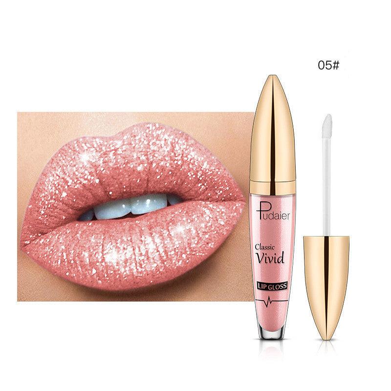 Pudaier Sip Glitter Flip Matte Shimmer Lip Gloss No Stain On Cup Diamond Lipstick.