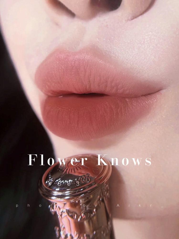 Flower Knows Strawberry Rococo Series Embossed Blush Velvet Matte Lip Glaze.