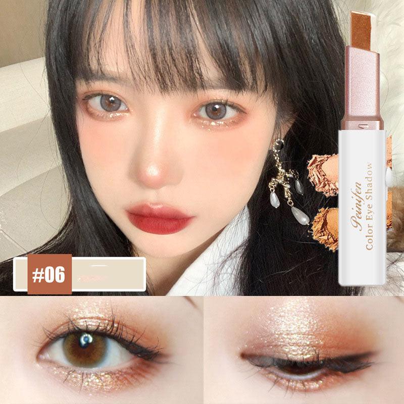Lazy Eyeshadow Stick Stereo Gradient Shimmer Double Color Eye Shadow Pen Waterproof Easy To Wear Eyeshadow.
