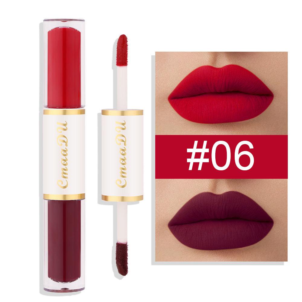 Double-headed Matte Lip Gloss No Stain On Cup Waterproof And Durable.
