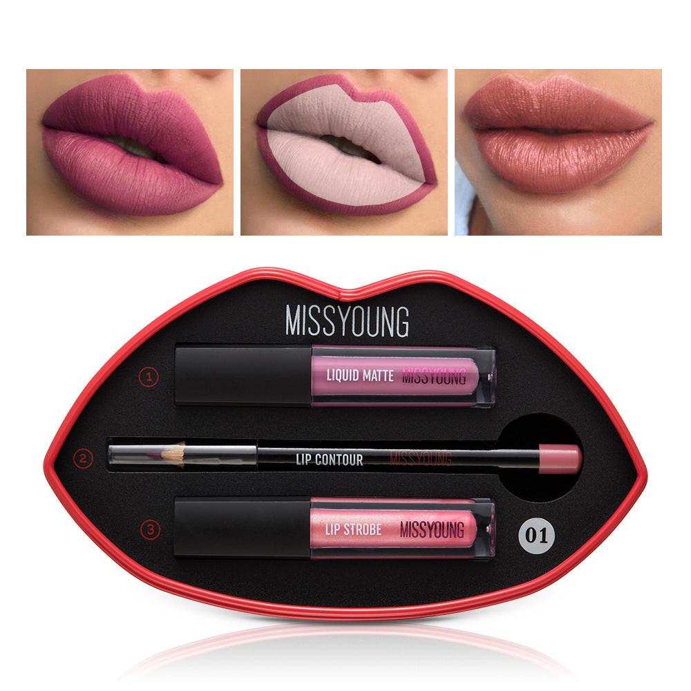 Women's Matte Pearly Lip Gloss Lipstick Pen Set.