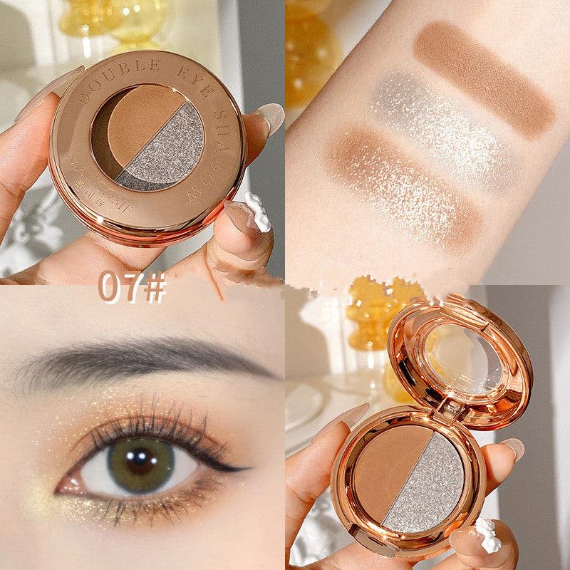 Light Reflecting Milky Way Two-color Eye Shadow Pumpkin Earth Color Matte Orange Bottom Gold Glitter Eye Shadow Plate.
