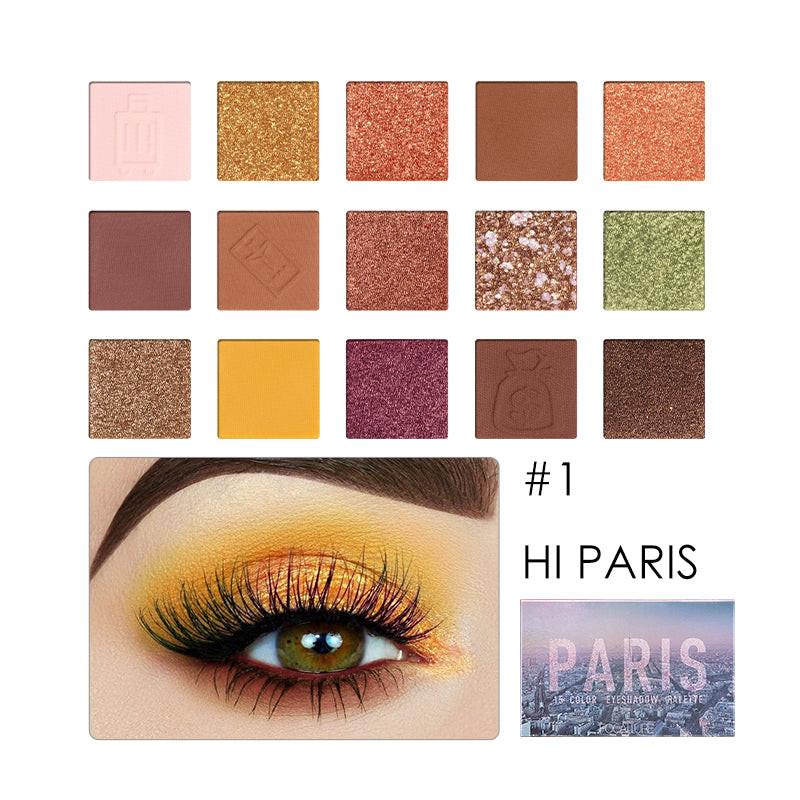 Eyeshadow Palette 15 Colors Sequins Glitter Pearlescent Waterproof Student.
