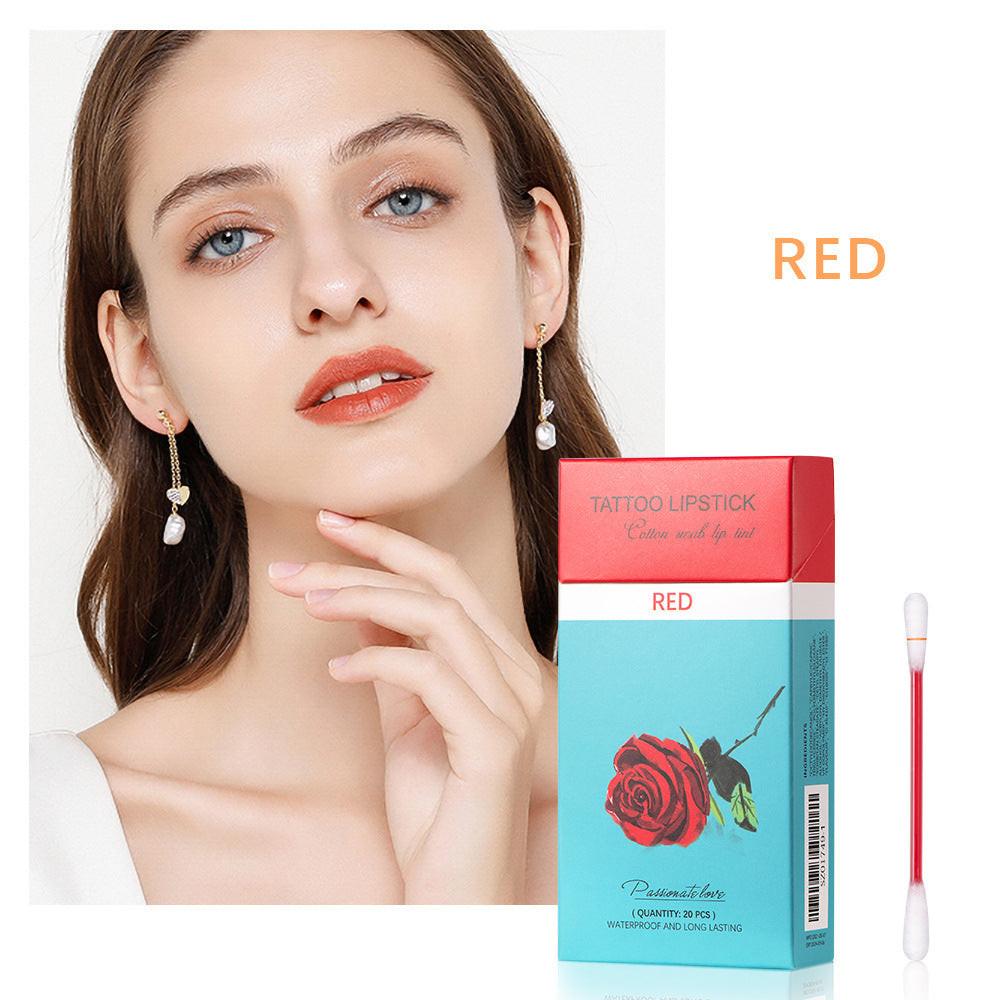 20 Pcs Set Cotton Swab Lipsticks For Outdoor Portable Lipsticks Cosmetics Waterproof Case Lasting Long Cigarette Liquid Lipstick.