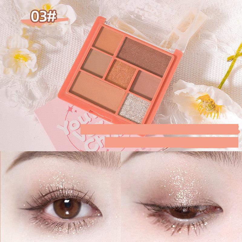 Seven Color Eye Shadow Plate Pearl Powder Sequins Beauty Makeup.