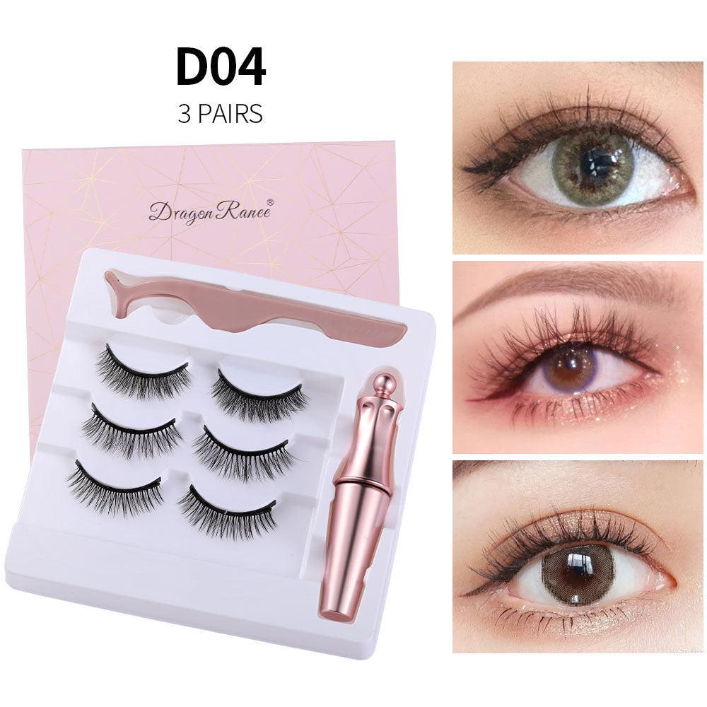 Natural Long Lasting Magnetic Liquid Eyeliner & Magnetic False Eyelashes & Tweezer Set Make up Set.