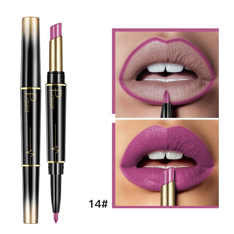 Matte Double-headed Lipstick Lip Liner Lip Lacquer.