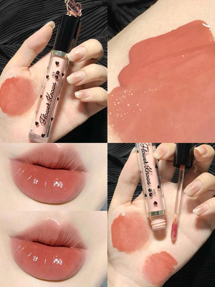 Flower Know Crystal Jelly Lip Glaze Mirror Moisturizing Lipstick.