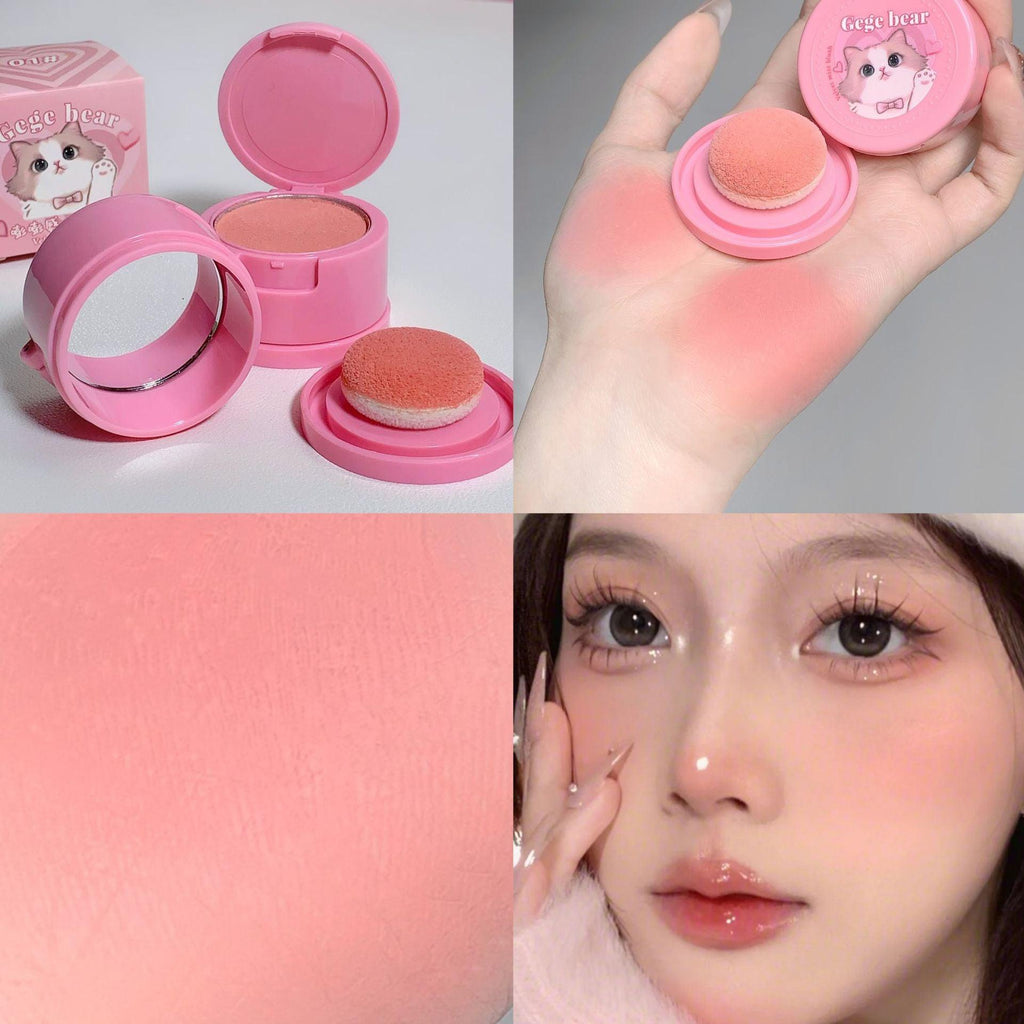 With Powder Puff Cushion Blush White Matte Nude Makeup.