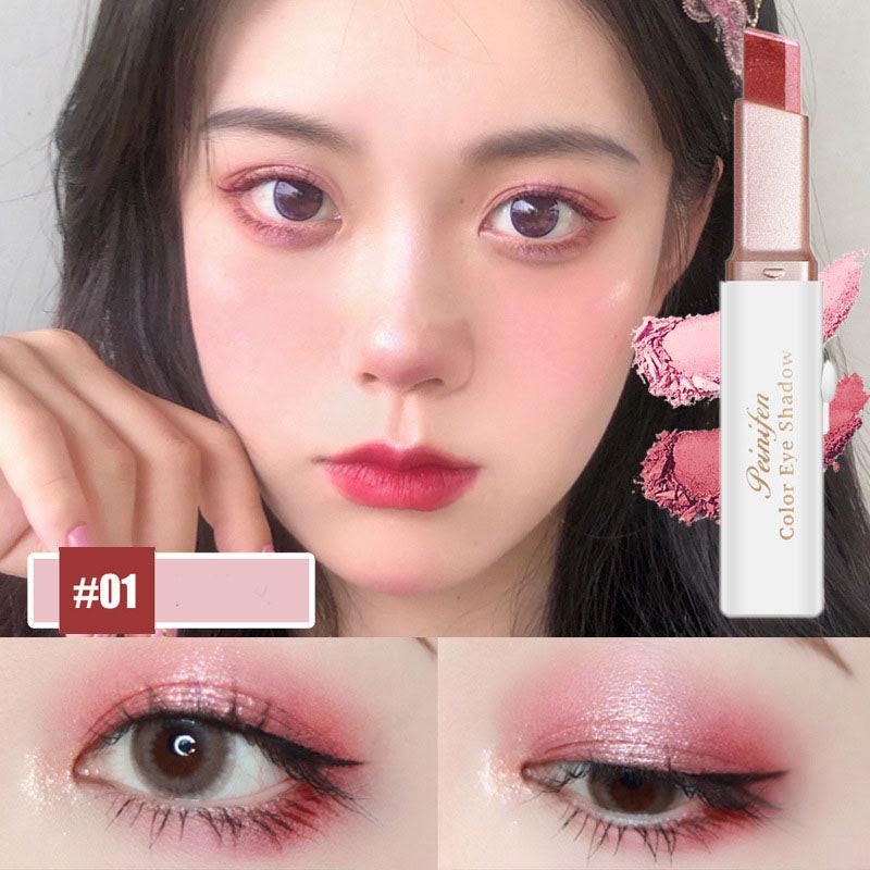 Lazy Eyeshadow Stick Stereo Gradient Shimmer Double Color Eye Shadow Pen Waterproof Easy To Wear Eyeshadow.