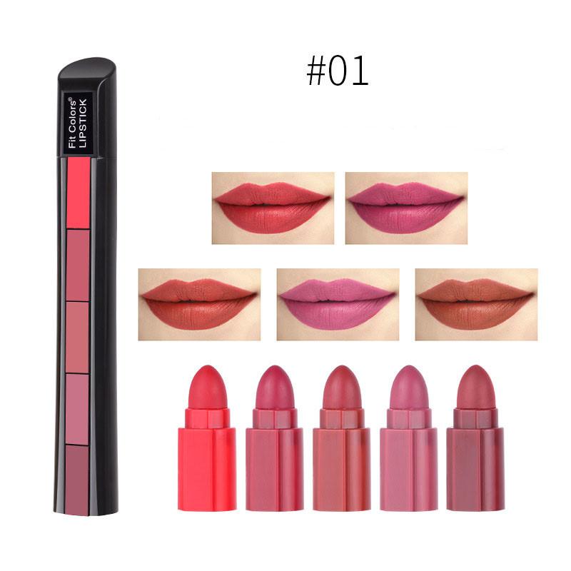Matte 5-color Lipstick Set Velvet Lip Stick Non-stick Lip Gloss Long Lasting Waterproof Sexy Red Lipstick.